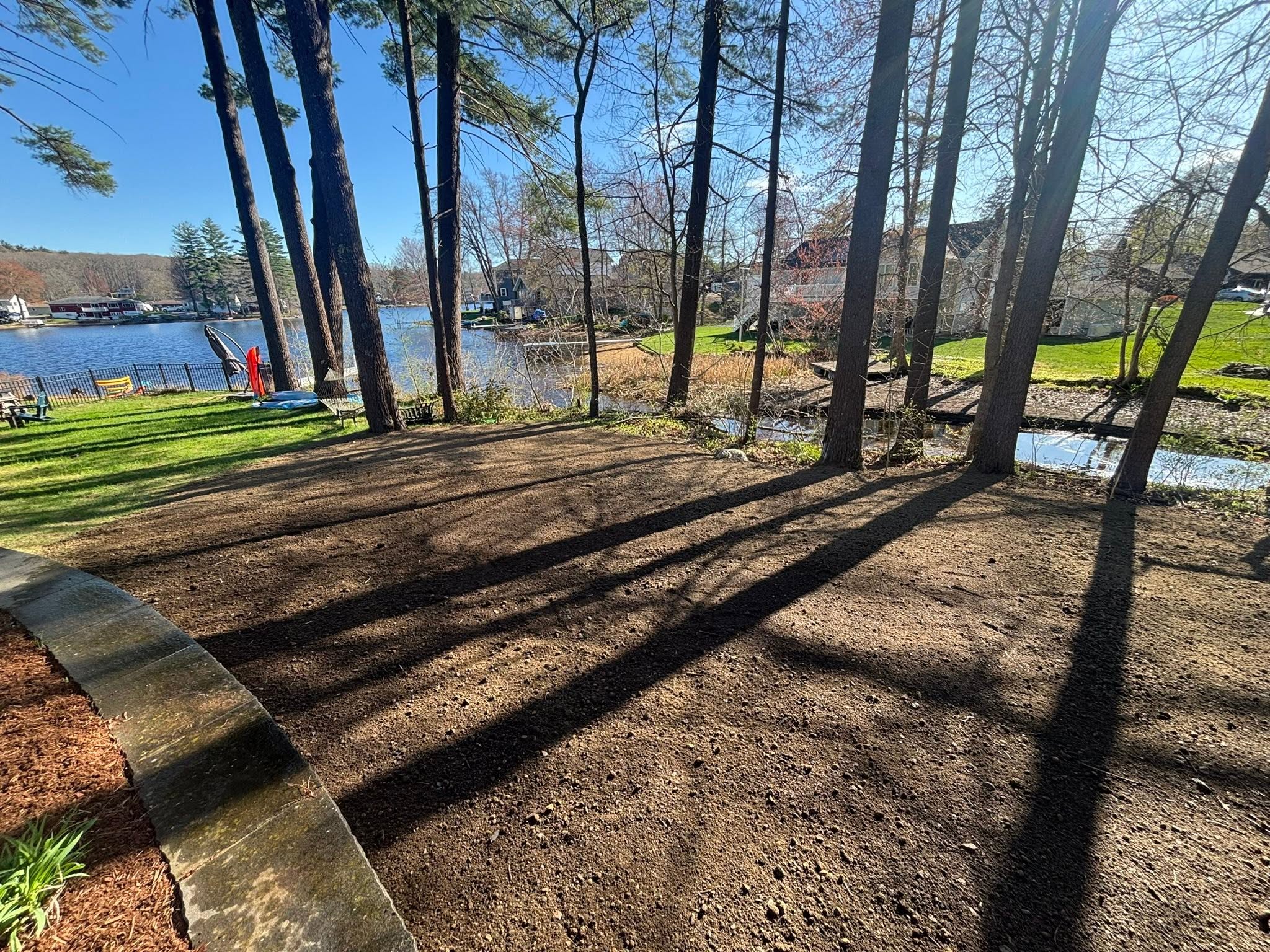 Restored site after underground drainage and loam install